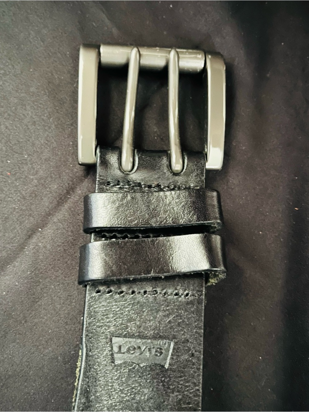Levi's Black Leather Belt with Gunmetal Buckle